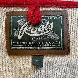 Roots Canada Open Front Wool Blend Cardigan Sweater Neutral Longline Size S